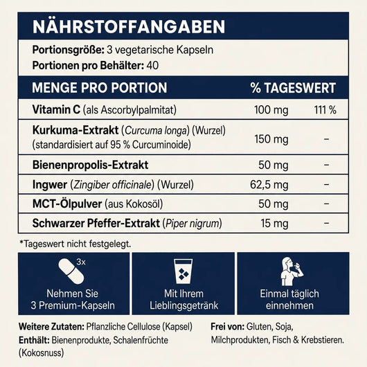 Kurkuma-Kapseln mit 95 % Curcumin