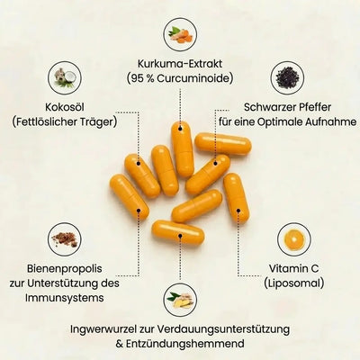 Kurkuma-Kapseln mit 95 % Curcumin
